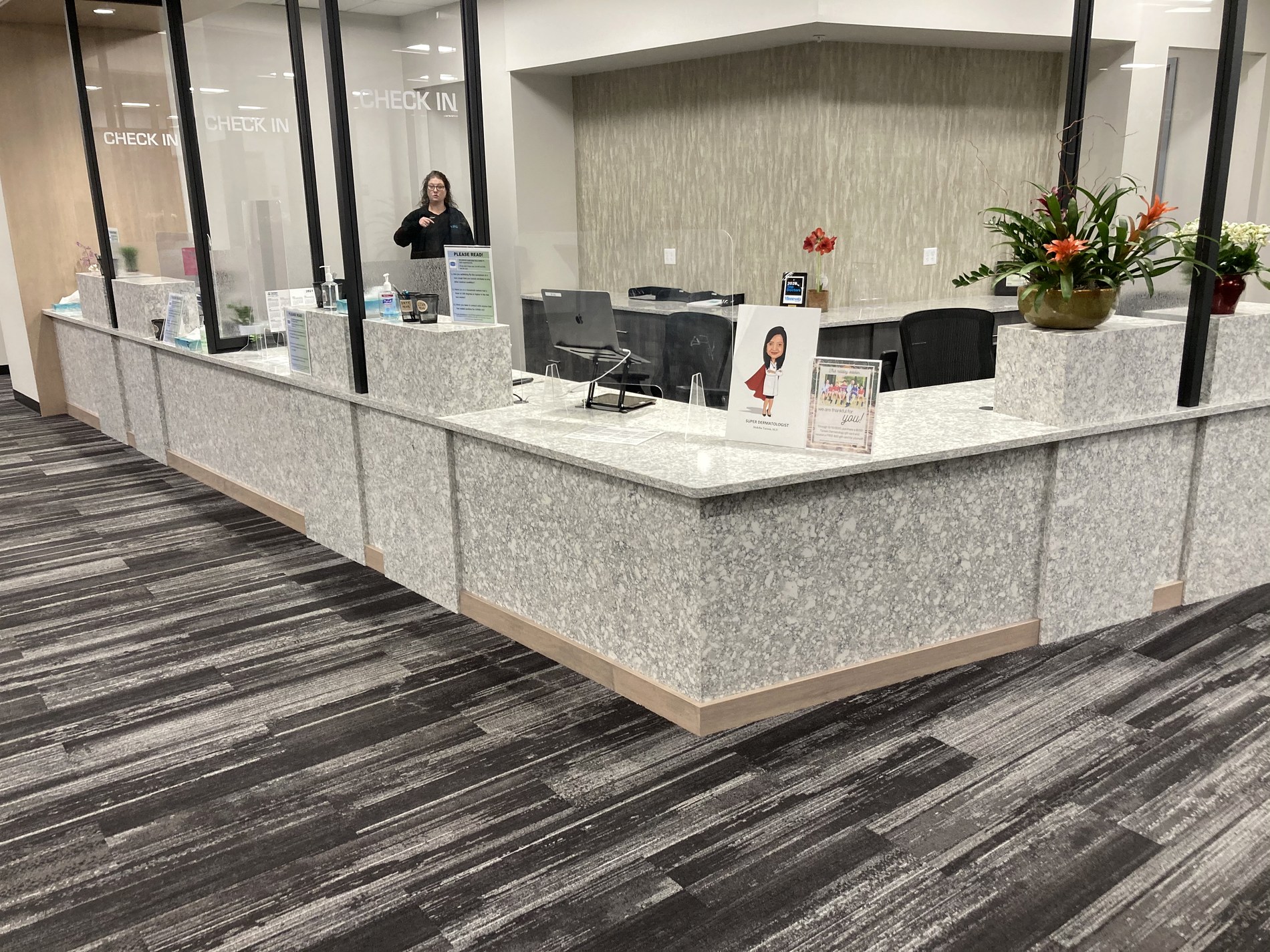 Finished commercial reception counter
