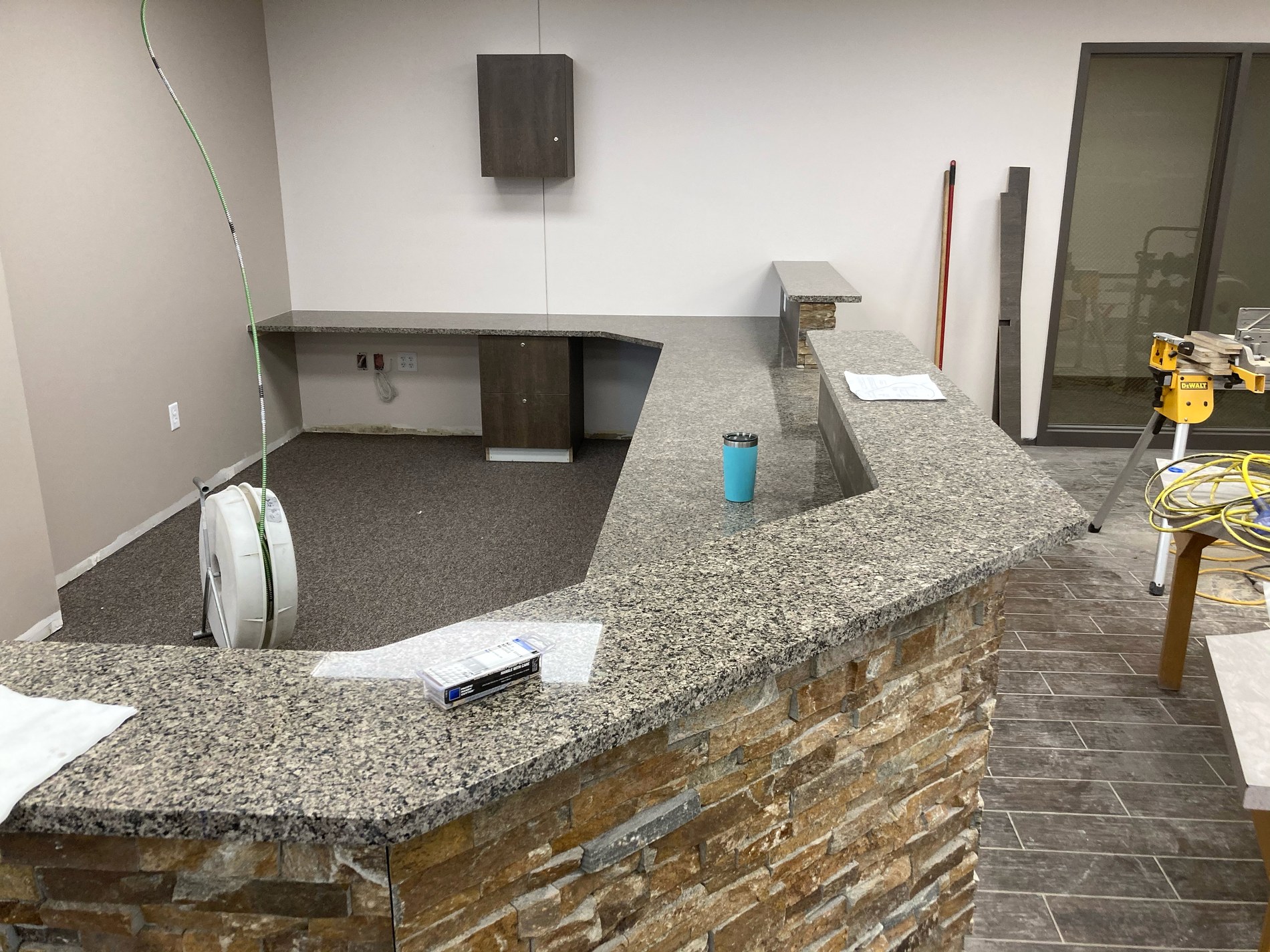 Stone-Faced Service Counter