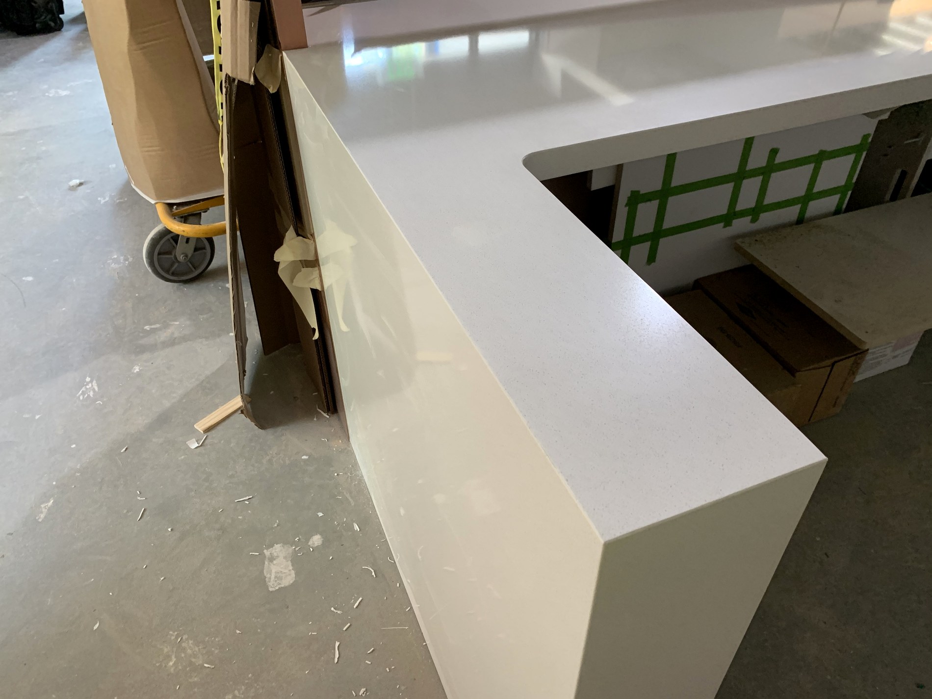 White L-Shaped Counter Installation